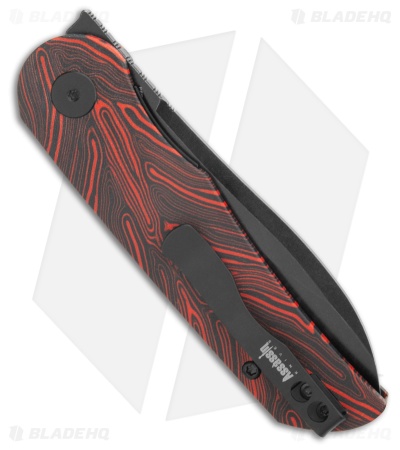 Petrified Fish El Camino Sheepsfoot Liner Lock Knife Black/Red Gmascus (Blk/SW)
