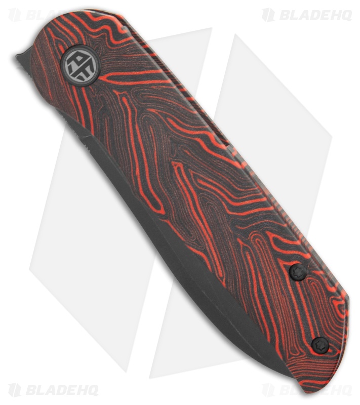 Petrified Fish El Camino Sheepsfoot Liner Lock Knife Black/Red Gmascus (Blk/SW)