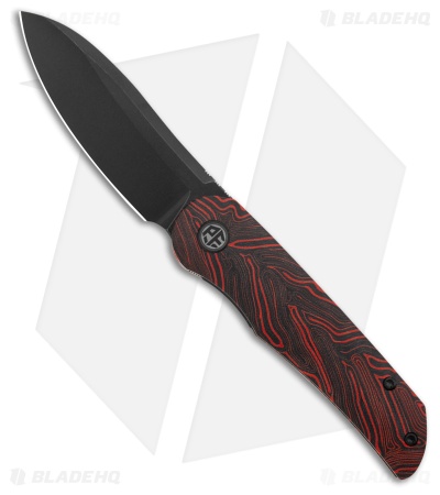 Petrified Fish El Camino Sheepsfoot Liner Lock Knife Black/Red Gmascus (Blk/SW)