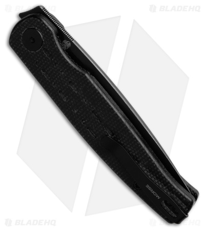 Petrified Fish Hydra Design Morse Liner Lock Knife Black Micarta (3.3" Black SW)