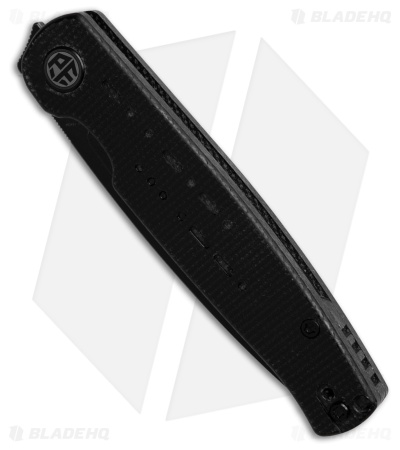 Petrified Fish Hydra Design Morse Liner Lock Knife Black Micarta (3.3" Black SW)