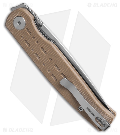 Petrified Fish Hydra Design Morse Liner Lock Knife Khaki Micarta (3.3" Satin)