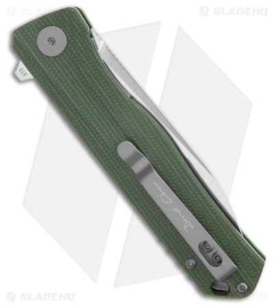 Petrified Fish Forward Liner Lock Knife Green Micarta (3.5" SW D2)