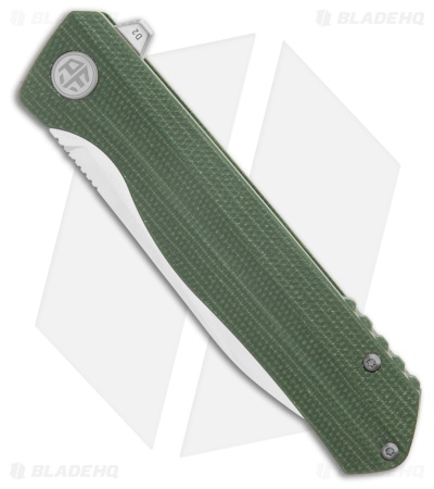 Petrified Fish Forward Liner Lock Knife Green Micarta (3.5" SW D2)
