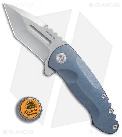 PMP Knives Berserker Frame Lock Flipper Knife Blue Ti (3.5" Stonewash)