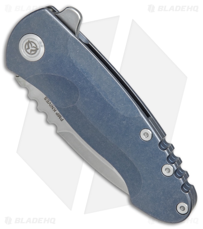 PMP Knives Berserker Frame Lock Flipper Knife Blue Ti (3.5" Stonewash)
