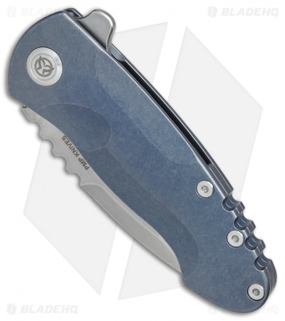 PMP Knives Berserker Frame Lock Flipper Knife Blue Ti (3.5" Stonewash)