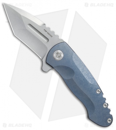 PMP Knives Berserker Frame Lock Flipper Knife Blue Ti (3.5" Stonewash)