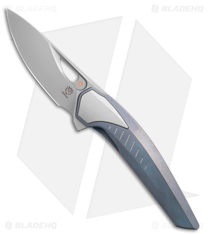 Poikilo Blade VK Zame Flipper Knife CHR Blue Titanium (3.5" PSW)