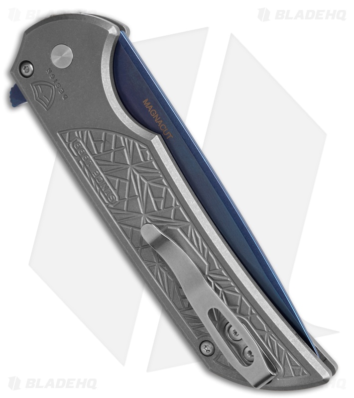 Pro-Tech Mordax Button Lock Knife Gray Nexus 17-4  Steel (3.5" Sapphire Blue)