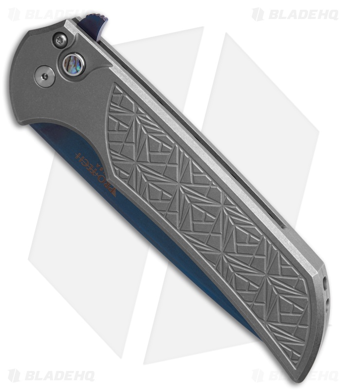 Pro-Tech Mordax Button Lock Knife Gray Nexus 17-4  Steel (3.5" Sapphire Blue)