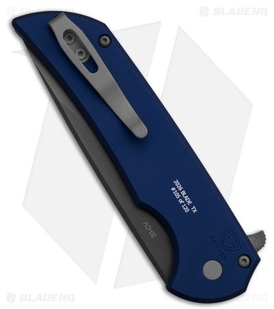 Pro-Tech Mordax Button Lock Knife Navy Aluminum (3.5" Smokey Gray CPM-20CV)