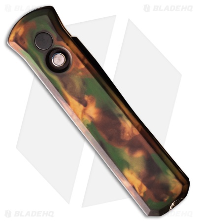 Pro-Tech Godson Left Hand Automatic Knife Woodland Camo Aluminum (3.15" DLC) 
