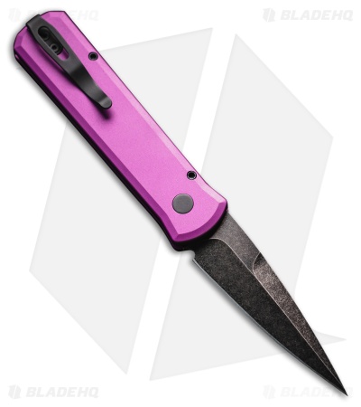 Pro-Tech Godson Automatic Knife Purple Aluminum + Marble CF (3.15" DLC Wash)