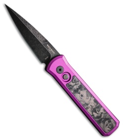 Pro-Tech Godson Automatic Knife Purple Aluminum + Marble CF (3.15" DLC Wash)