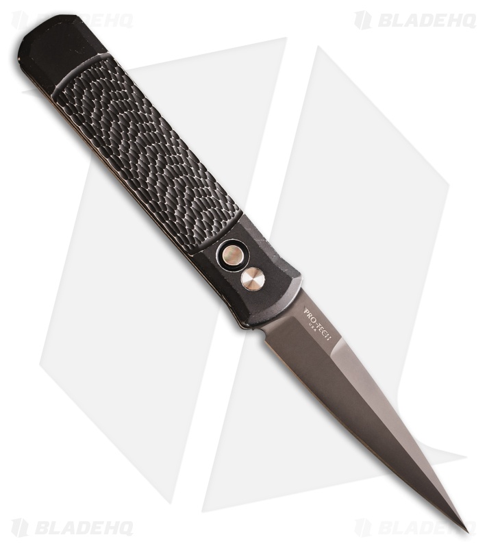 Pro-Tech Godfather Left Hand Automatic Knife Jigged Battleworn Black (4" DLC)