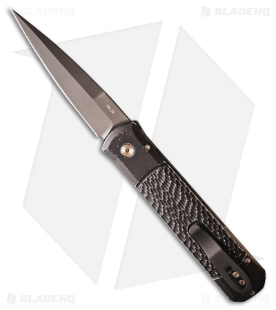 Pro-Tech Godfather Left Hand Automatic Knife Jigged Battleworn Black (4" DLC)