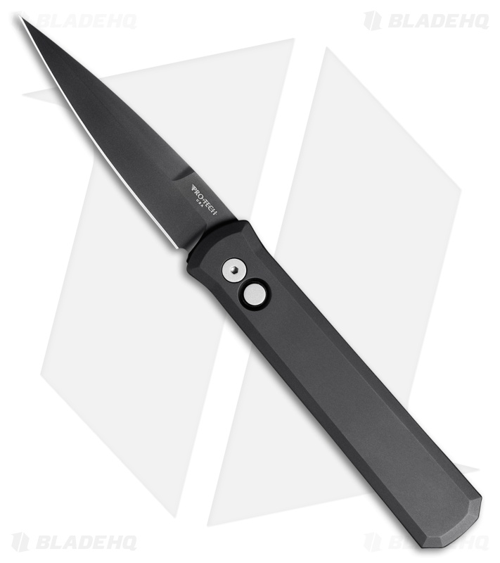 Pro-Tech Godfather Automatic Knife Black Aluminum (4" Smokey Grey)