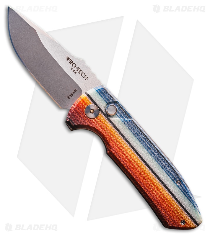 Pro-Tech SBR Micarta Custom Automatic Knife Mexican Blanket G-Carta (2.6" SW)