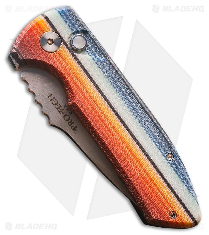 Pro-Tech SBR Micarta Custom Automatic Knife Mexican Blanket G-Carta (2.6" SW)