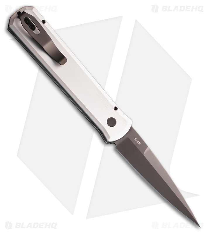 Pro-Tech Godfather Automatic Knife Silver Aluminum (4" Black) 921-Silver
