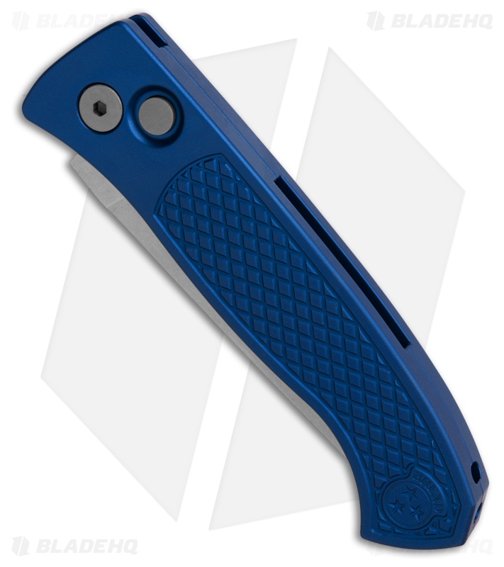 Pro-Tech Brend Automatic Knife Blue Diamond Textured Aluminum (3.1" Stonewash)