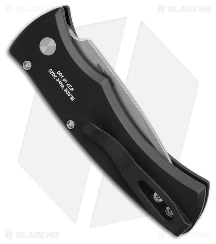 Pro-Tech Duke 2 Automatic Knife Black Al + Gold Lip Pearl Button (2.7" SW)