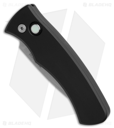 Pro-Tech Duke 2 Automatic Knife Black Al + Gold Lip Pearl Button (2.7" SW)