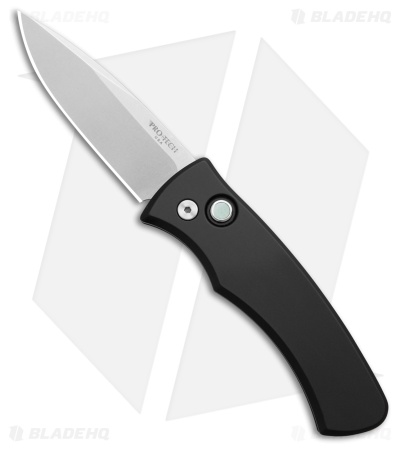 Pro-Tech Duke 2 Automatic Knife Black Al + Gold Lip Pearl Button (2.7" SW)