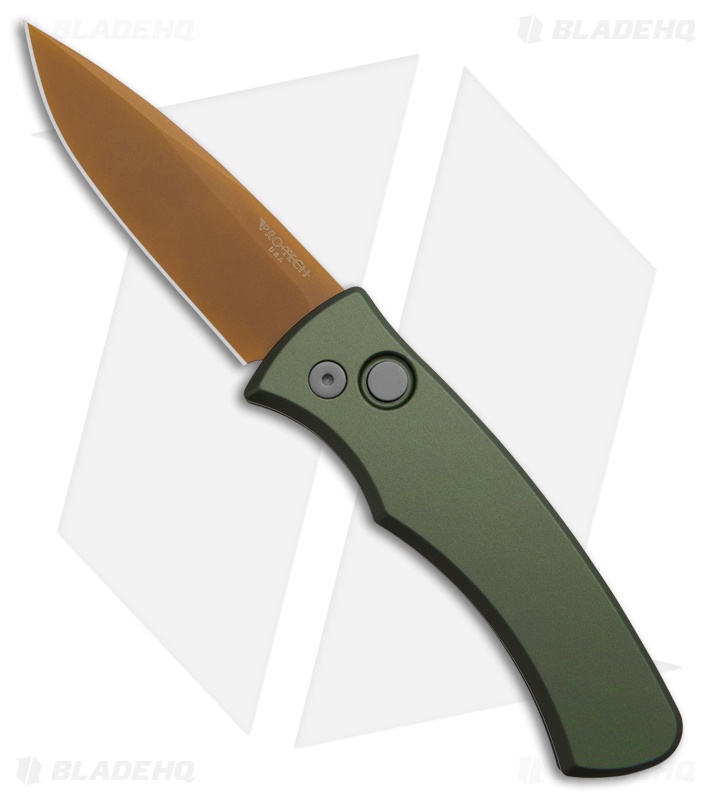 Pro-Tech Duke 2 Automatic Knife Desert Warrior Green Aluminum (2.7" Tan PVD)