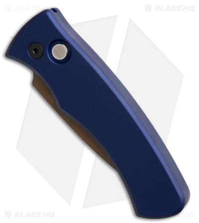 Pro-Tech Duke 2 Automatic Knife Navy Blue Aluminum (2.7" Tan PVD)