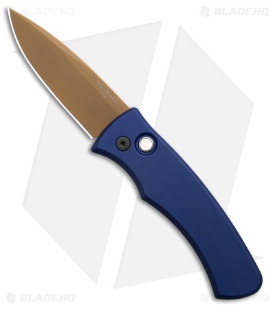 Pro-Tech Duke 2 Automatic Knife Navy Blue Aluminum (2.7" Tan PVD)