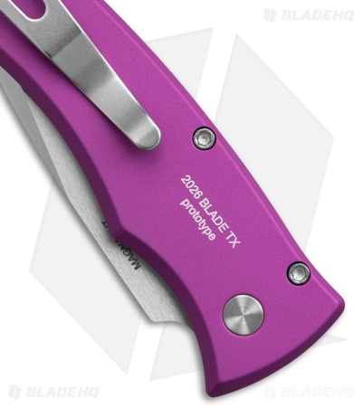 Pro-Tech Duke 2 Automatic Knife Purple Al + White Pearl Button (2.7" Satin)