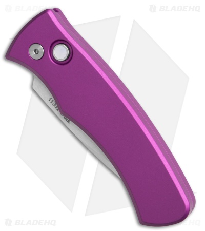 Pro-Tech Duke 2 Automatic Knife Purple Al + White Pearl Button (2.7" Satin)