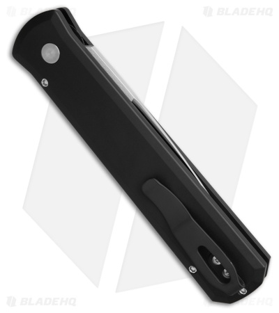 Pro-Tech Godfather Automatic Knife Black Aluminum Pearl Button (4" Satin)