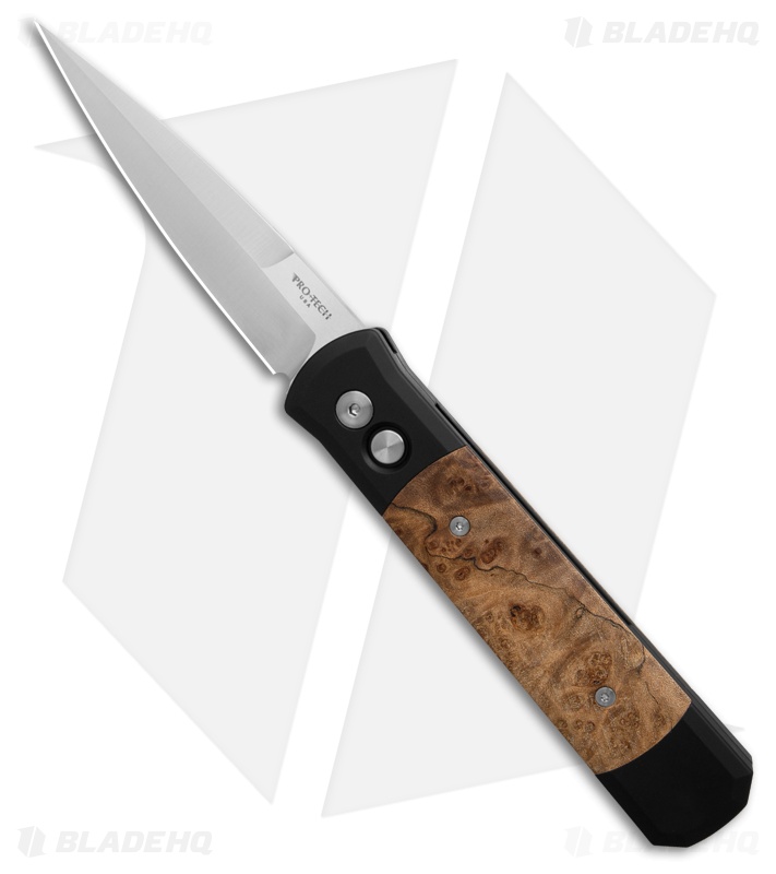 Pro-Tech Godfather Automatic Knife Black/Maple Burl (4" Satin) 906