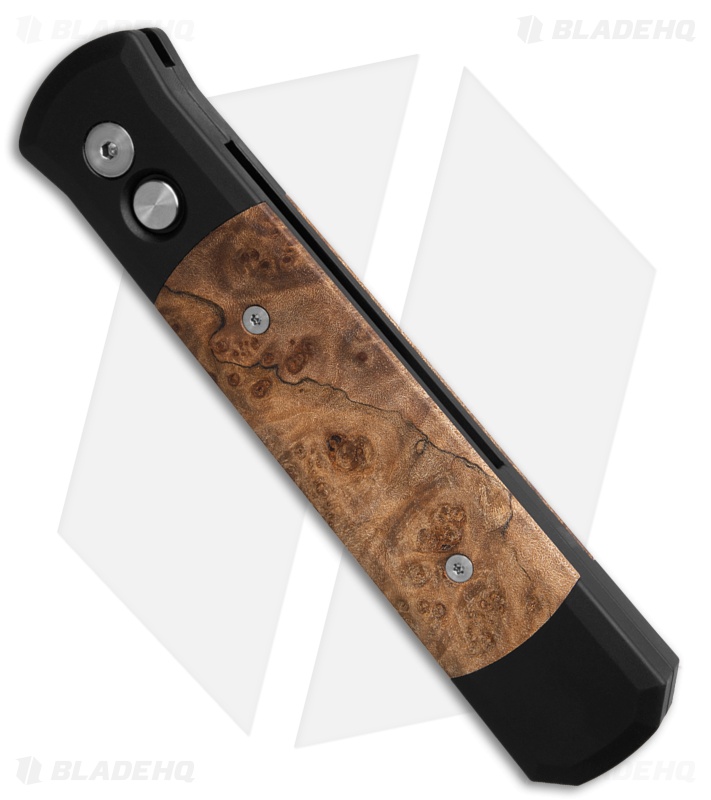 Pro-Tech Godfather Automatic Knife Black/Maple Burl (4" Satin) 906