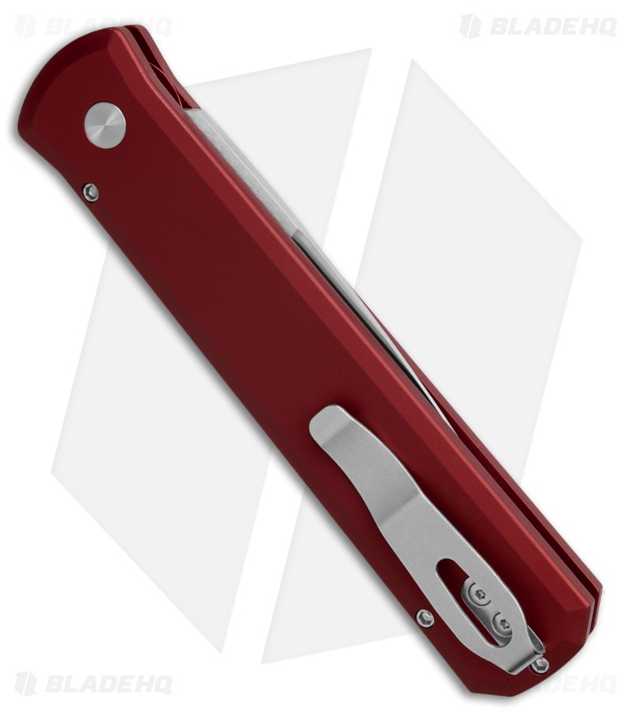 Pro-Tech Godfather Automatic Knife Red Al Pearl Button Satin