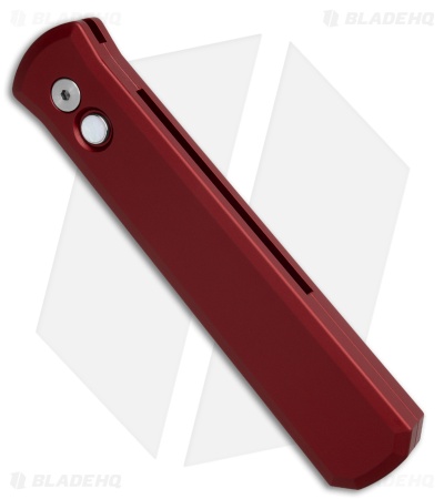 Pro-Tech Godfather Automatic Knife Red Aluminum Pearl Button (4" Satin)