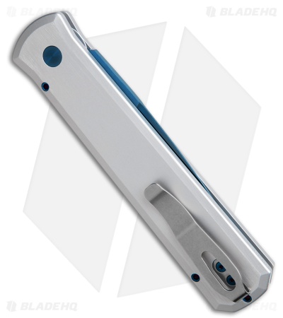 Pro-Tech Godfather Automatic Knife Silver Aluminum  (4.00" Sapphire Blue)
