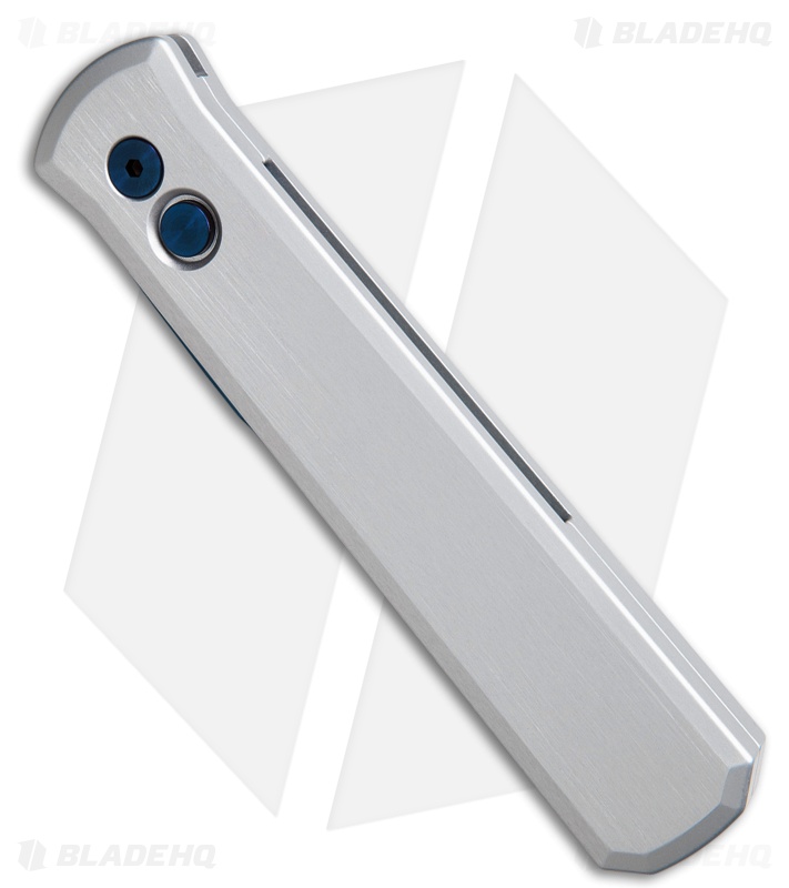 Pro-Tech Godfather Automatic Knife Silver Aluminum  (4.00" Sapphire Blue)