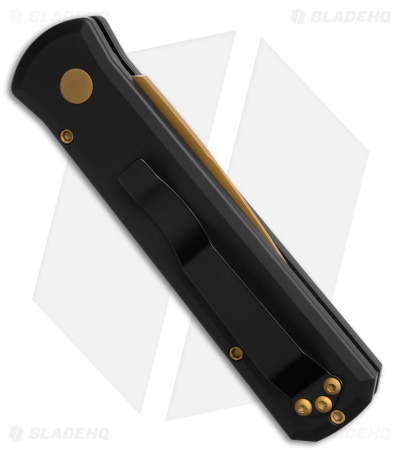 Pro-Tech Godson Automatic Knife Black Aluminum (3.2" Tan PVD) 