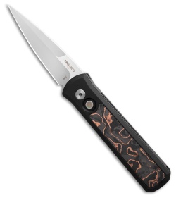 Pro-Tech Godson Automatic Knife Black Aluminum Livewire CF (3.2" Satin)