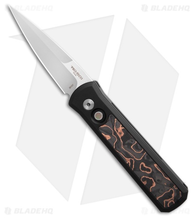 Pro-Tech Godson Automatic Knife Black Aluminum Livewire CF (3.2" Satin) 