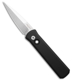 Pro-Tech Godson Automatic Knife Black Aluminum/MOP Button (3.15" Satin) 721