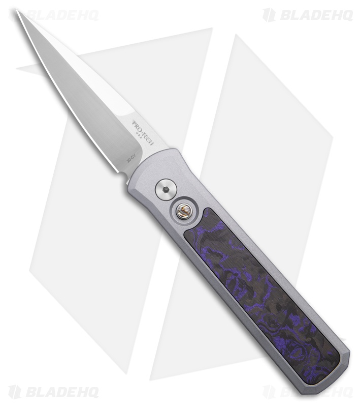 Pro-Tech Godson Automatic Knife Gray Aluminum + Purple Marble CF (3.15" Satin)