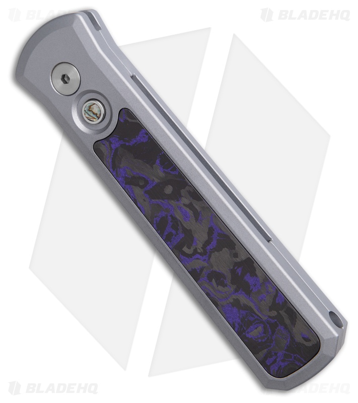 Pro-Tech Godson Automatic Knife Gray Aluminum + Purple Marble CF (3.15" Satin)