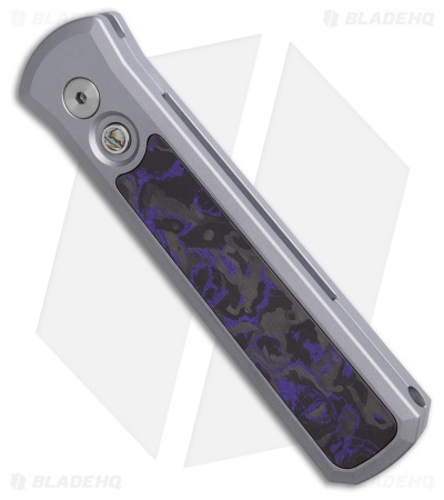 Pro-Tech Godson Automatic Knife Gray Aluminum + Purple Marble CF (3.15" Satin)
