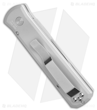 Pro-Tech Godson Automatic Knife Silver Aluminum Pearl Button (3.15" Satin) 