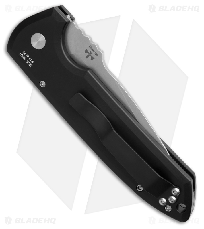 Pro-Tech Les George Rockeye Automatic Knife Black Aluminum (3.375" Stonewash)